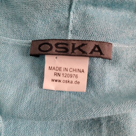 Oska Womens Button-Up Cardigan Sweater Size 1 Turquoise Silk Cashmere Blend - Picture 3 of 8
